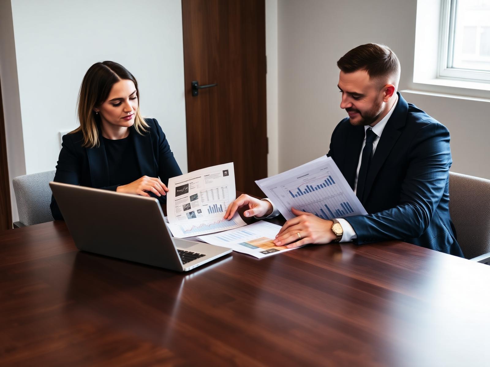 Investors reviewing a property investment portfolio